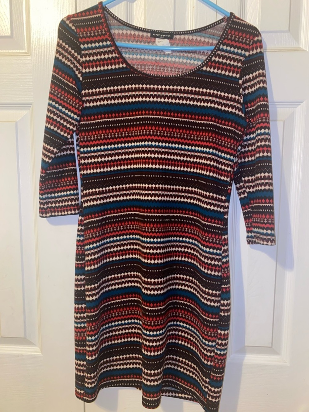 Fall tribal Print Scoop-Neck Mini Dress - Multicolor